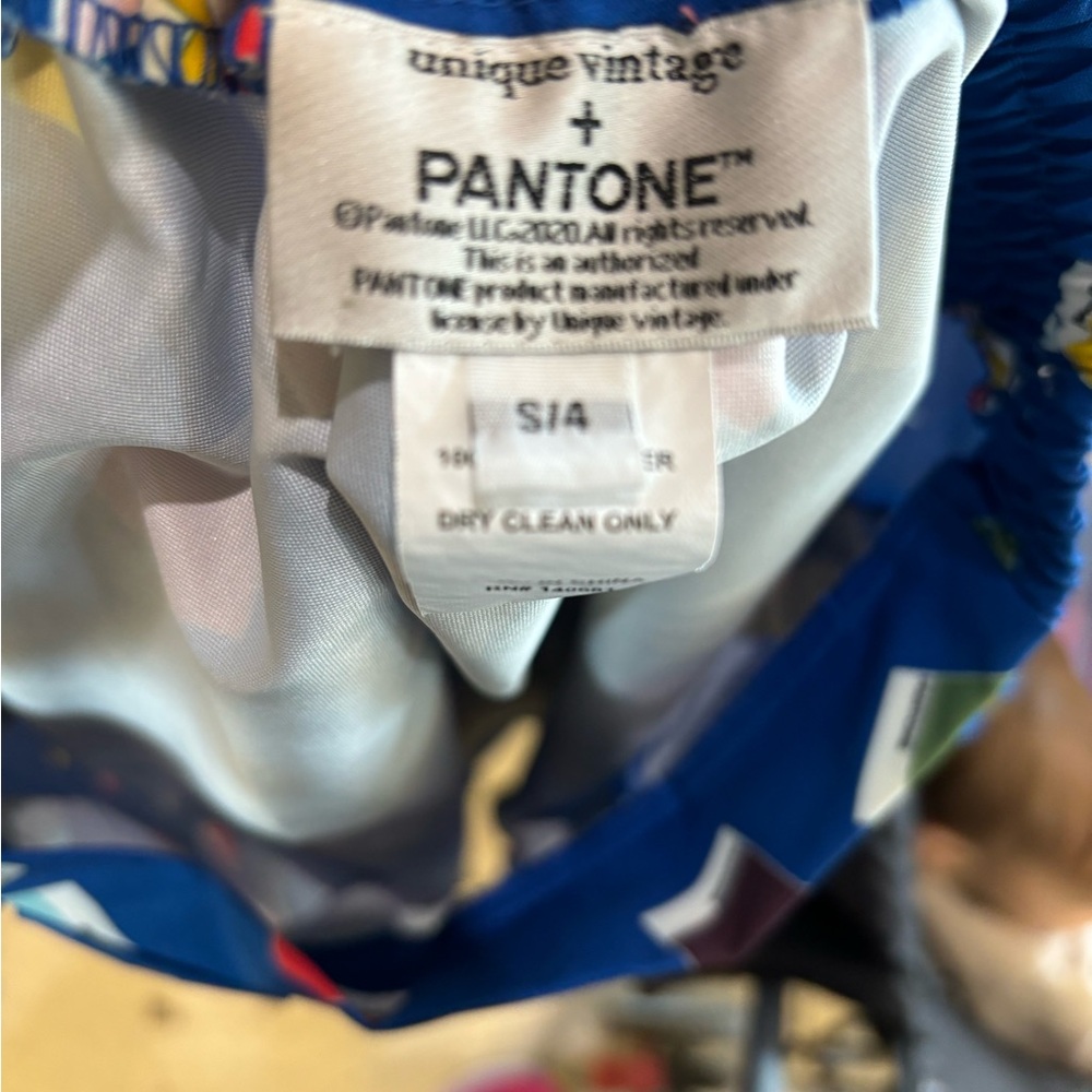 Unique Vintage x Pantone Blue Color Chips Jayne Swing Skirt - Picture 2 of 7